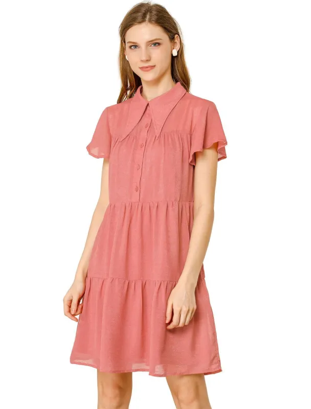 Women's Casual Summer Short Sleeve Pleated Ruffle Loose Tiered Dresses sold by Allegra K