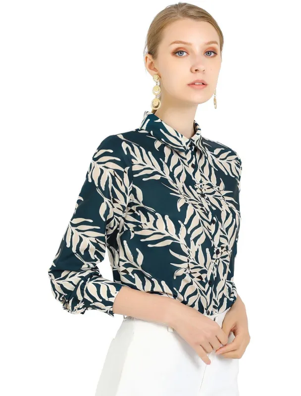 Women's Printed Casual Formal Blouse Long Sleeve Small Office Shirt sold by Allegra K
