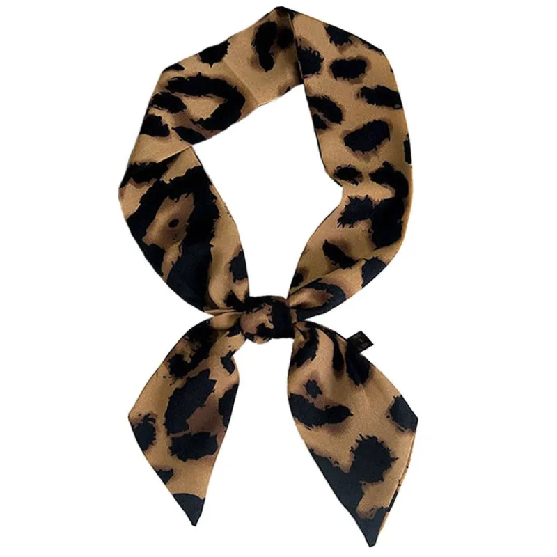 Skinny Scarf Womens Thin Long Neckscarf Fashion Leopard Print Hairband Waistband Bag Handle Accessory sold by Allegra K