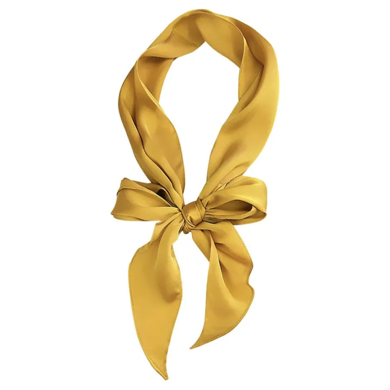 Women Plain Solid Color Pure Skinny Scarf Scarves Long Neckerchief Hair Band sold by Allegra K