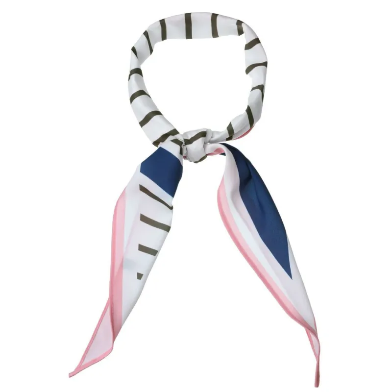 Ladies Silky Rhombus Neckerchief Stripe Print Neck Scarf for Shirts Headband Handbag Wraps Bandana sold by Allegra K