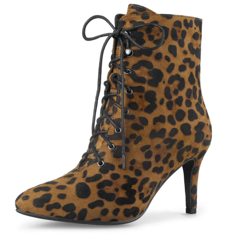 Women's Pointy Toe Zip Lace Up Stiletto Heel Ankle Boots sold by Allegra K