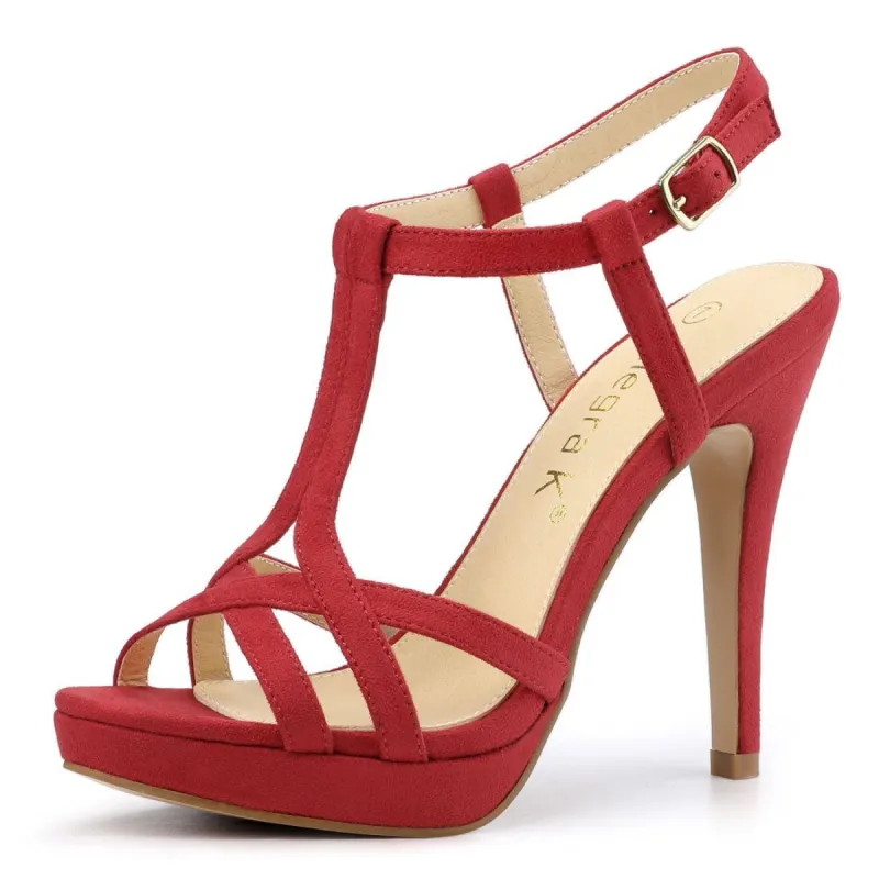 Women's T Strap Slingback Platform Stiletto Heel Sandals sold by Allegra K