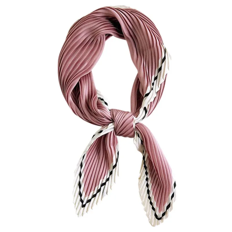 Women Pleated Rhombus Rhombic Scarf Scarves Head Ribbon Bandana Solid Color sold by Allegra K