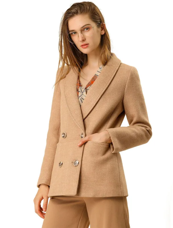 Allegra K Wool-Blend Shawl Collar Short Peacoat with Front Pockets sold by Allegra K