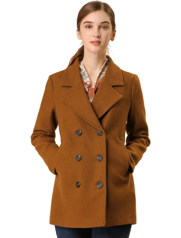 Allegra K Classic Double Breast Peacoat sold by Allegra K