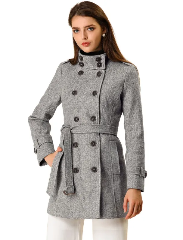 Allegra K Stand Collar Double Breasted Outwear Coat sold by Allegra K