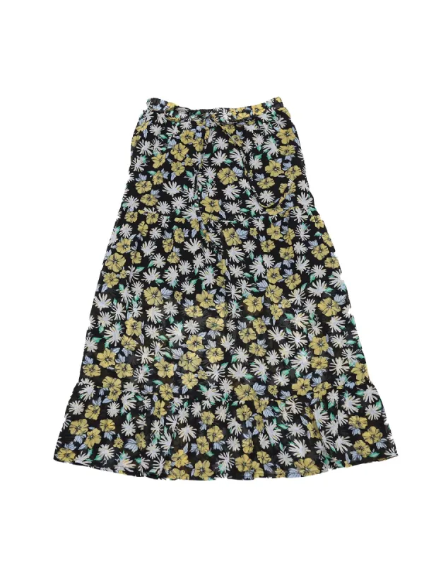 Women's Floral Sunflower Midi Tiered A-line Flowy Skirt sold by Allegra K