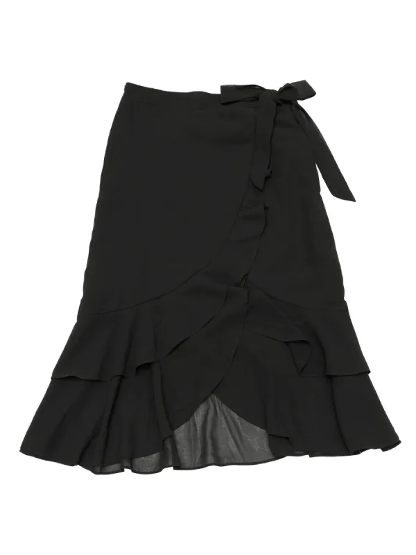 Women's Ruffle Chiffon Tie Waist  High Low Asymmetrical Summer Midi Skirt sold by Allegra K
