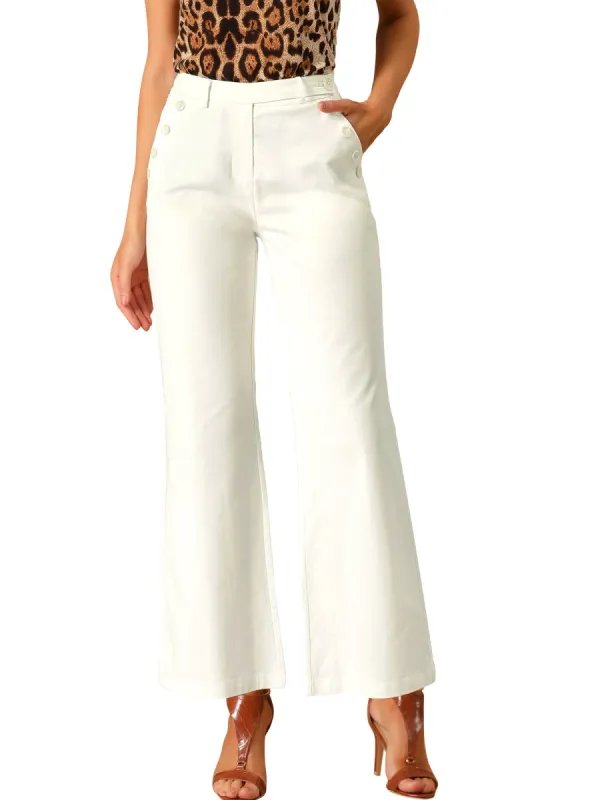 Women's Bell Bottoms Long Pants Flare High Waist Elegant Work Casual Trousers sold by Allegra K