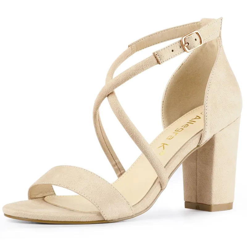 Women's Crisscross Ankle Strap Block Heels Sandals sold by Allegra K