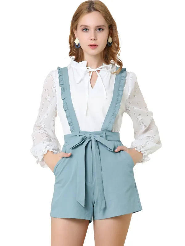 Women's Adjustable Strap Cotton Overall Shorts Rompers with Pockets sold by Allegra K