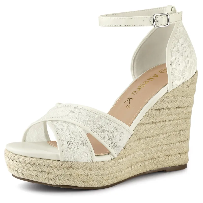 Women's Ankle Strap Espadrille Wedge Heels Wedge Sandals sold by Allegra K