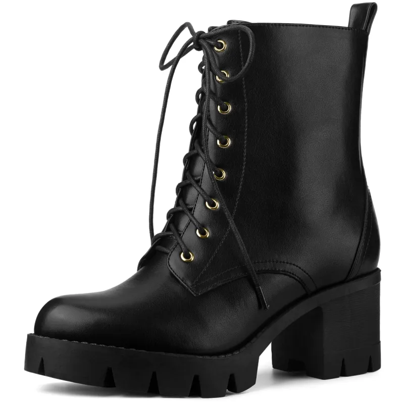 Women's Lace-Up Platform Chunky Heels Combat Boots sold by Allegra K