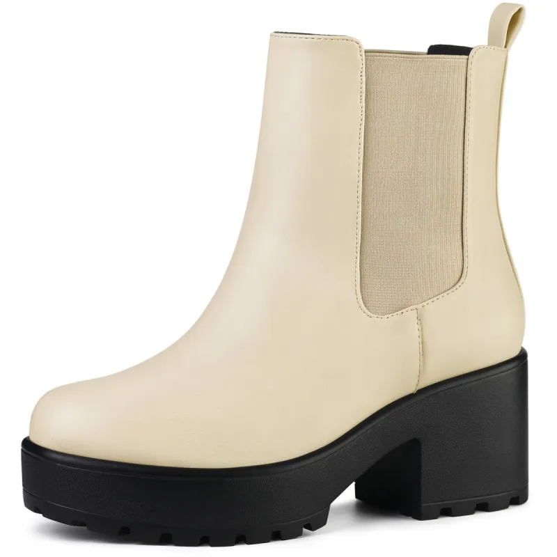 Women's Platform Chunky Heel Chelsea Ankle Boots Combat Boots sold by Allegra K