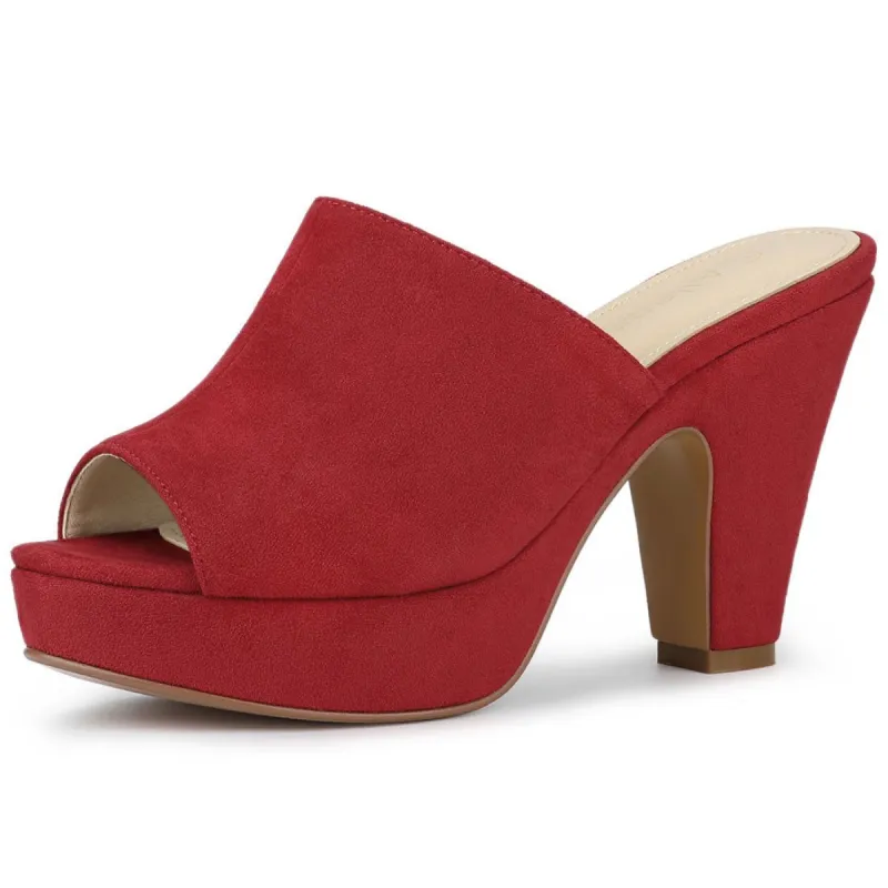 Women's Open Toes Platform Chunky Heel Slides Sandals made by Allegra K