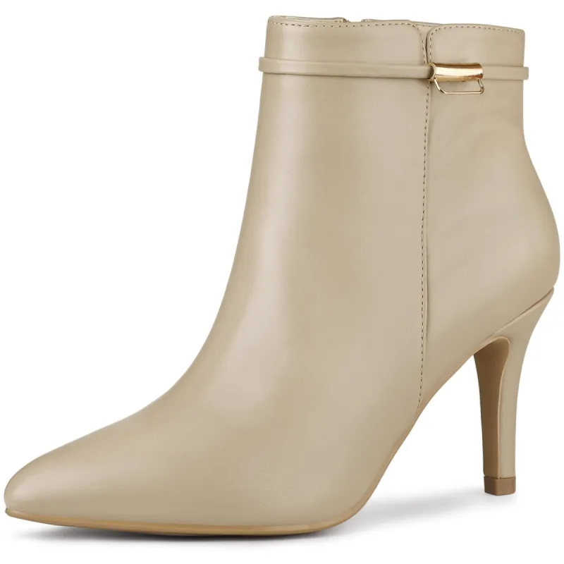 Women's Stiletto Heels Pointed Toe Side Zip Ankle Boots sold by Allegra K