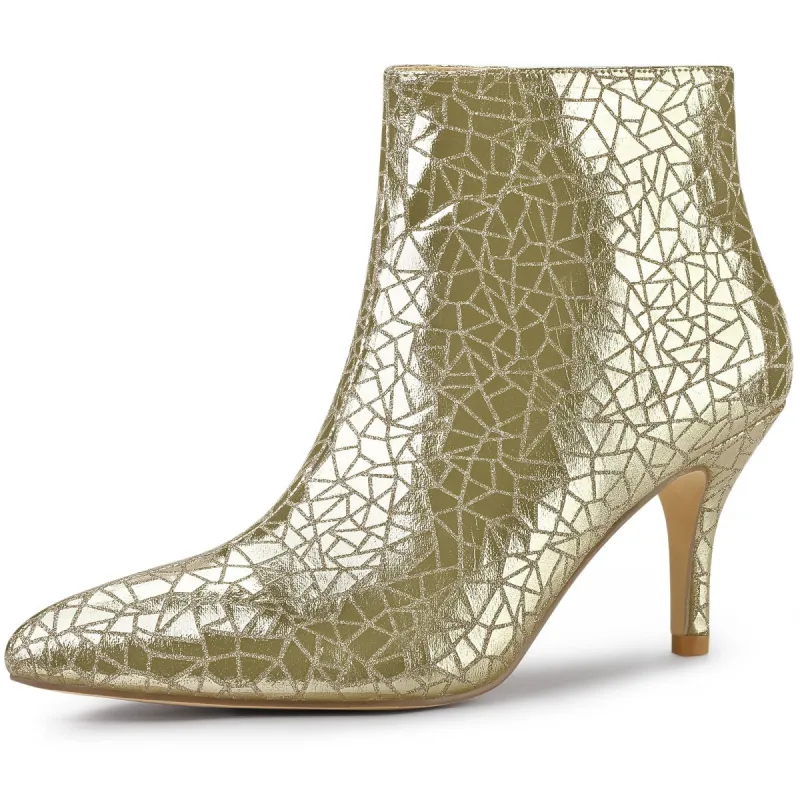 Women's Pointed Toe Sparkly Stiletto Heels Ankle Boots sold by Allegra K