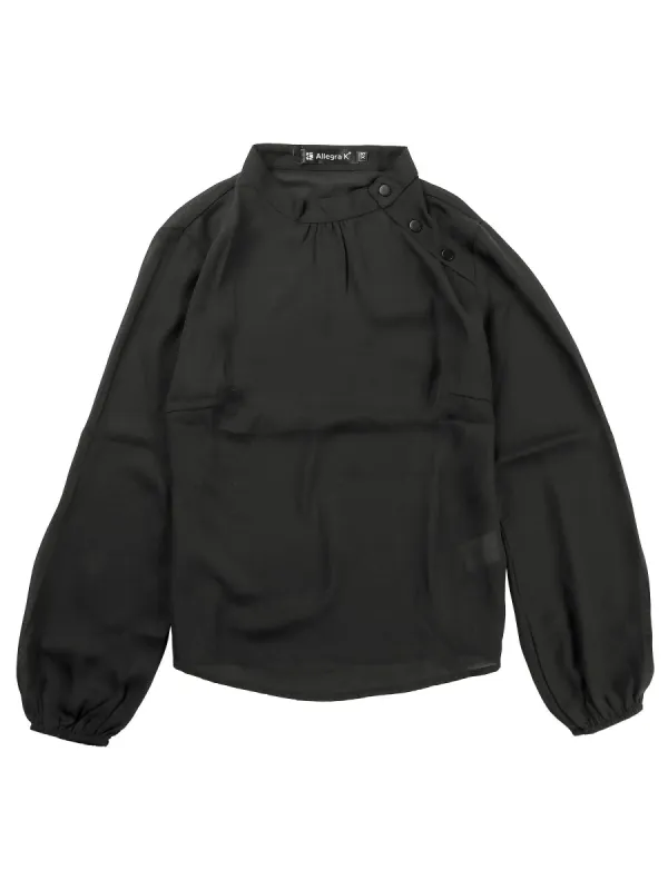 Women's Semi-Sheer Top Elegant Stand Collar Chiffon Work Blouses sold by Allegra K