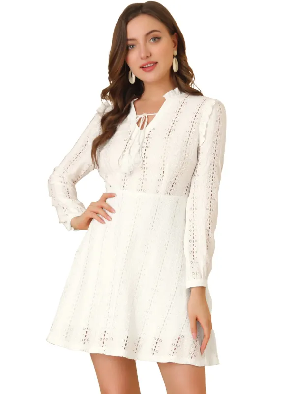 Women's A-Line V Neck Semi Sheer Lace Dress sold by Allegra K