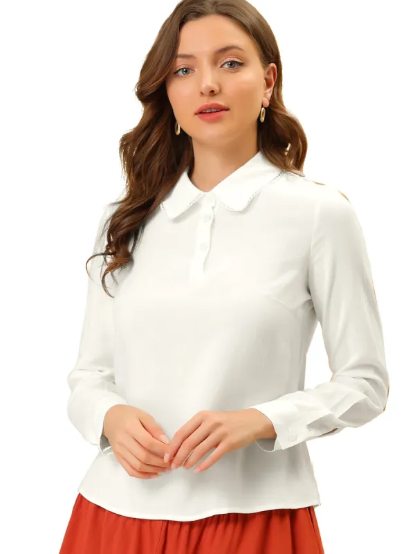 Women's Elegant Work Top Button Blouse Peter Pan Collar Shirt sold by Allegra K