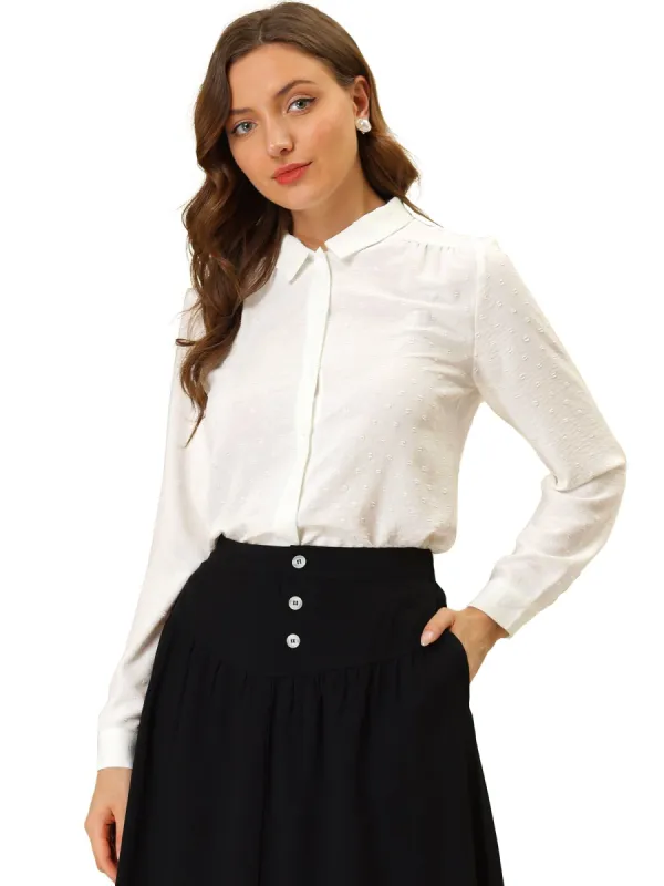 Women's Long Sleeve Collar Swiss Dots Blouses sold by Allegra K