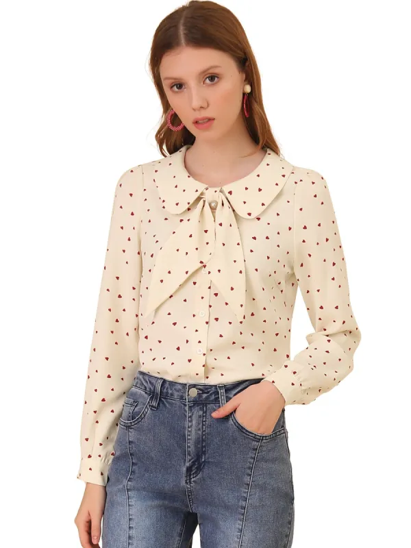 Women's Peter Pan Collar Blouse Jabot Bow Tie Button Front Shirt sold by Allegra K