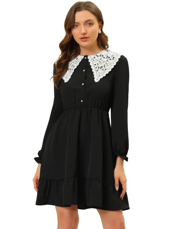 Peter Pan Collar Grey 1950s Dress with Belt | Parallel