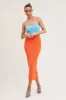 Orange Maxi Skirt Knit High Waist sold by Ally Fashion