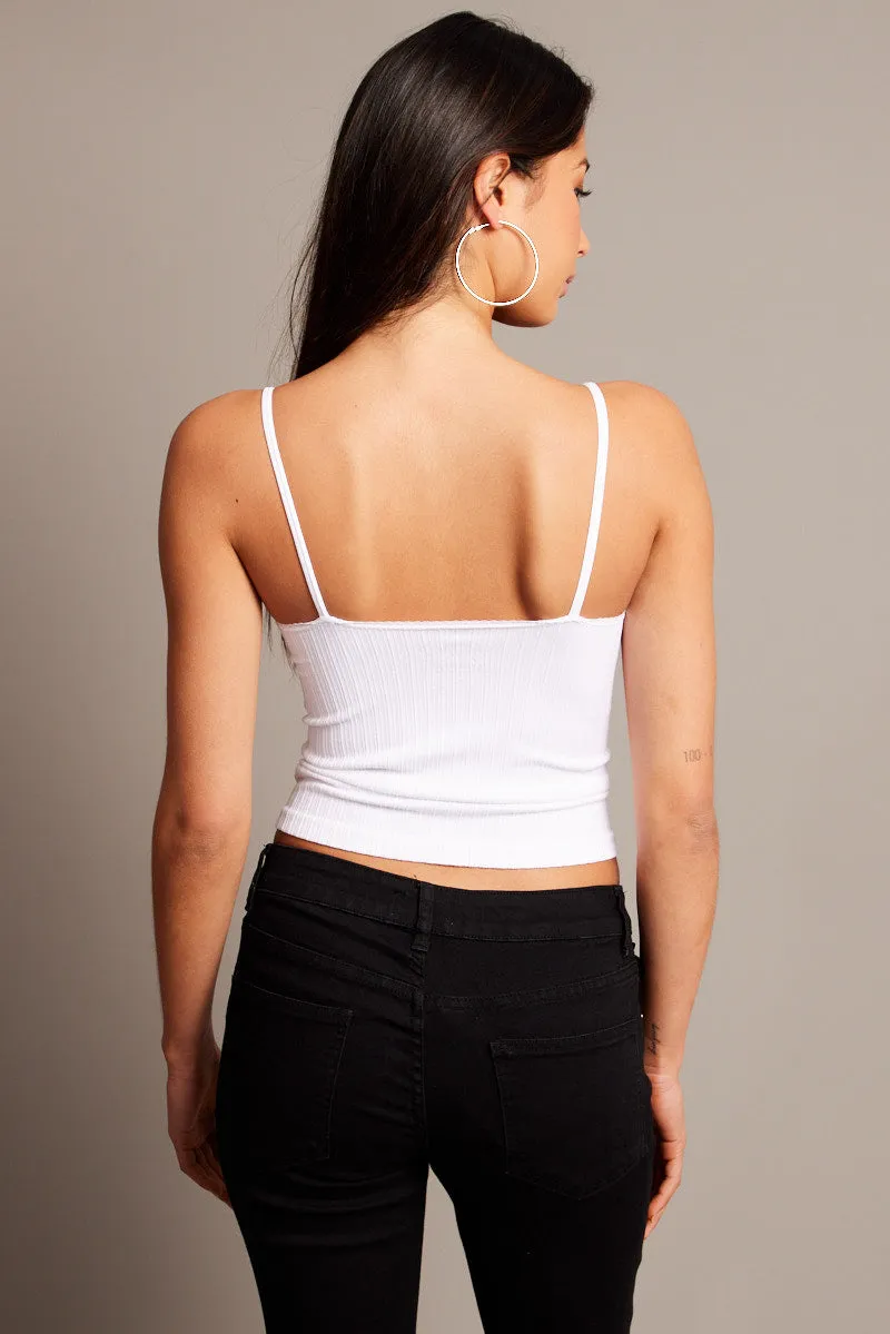 White Singlet Top Lace Trim Seamless sold by Ally Fashion product image thumbnail 5