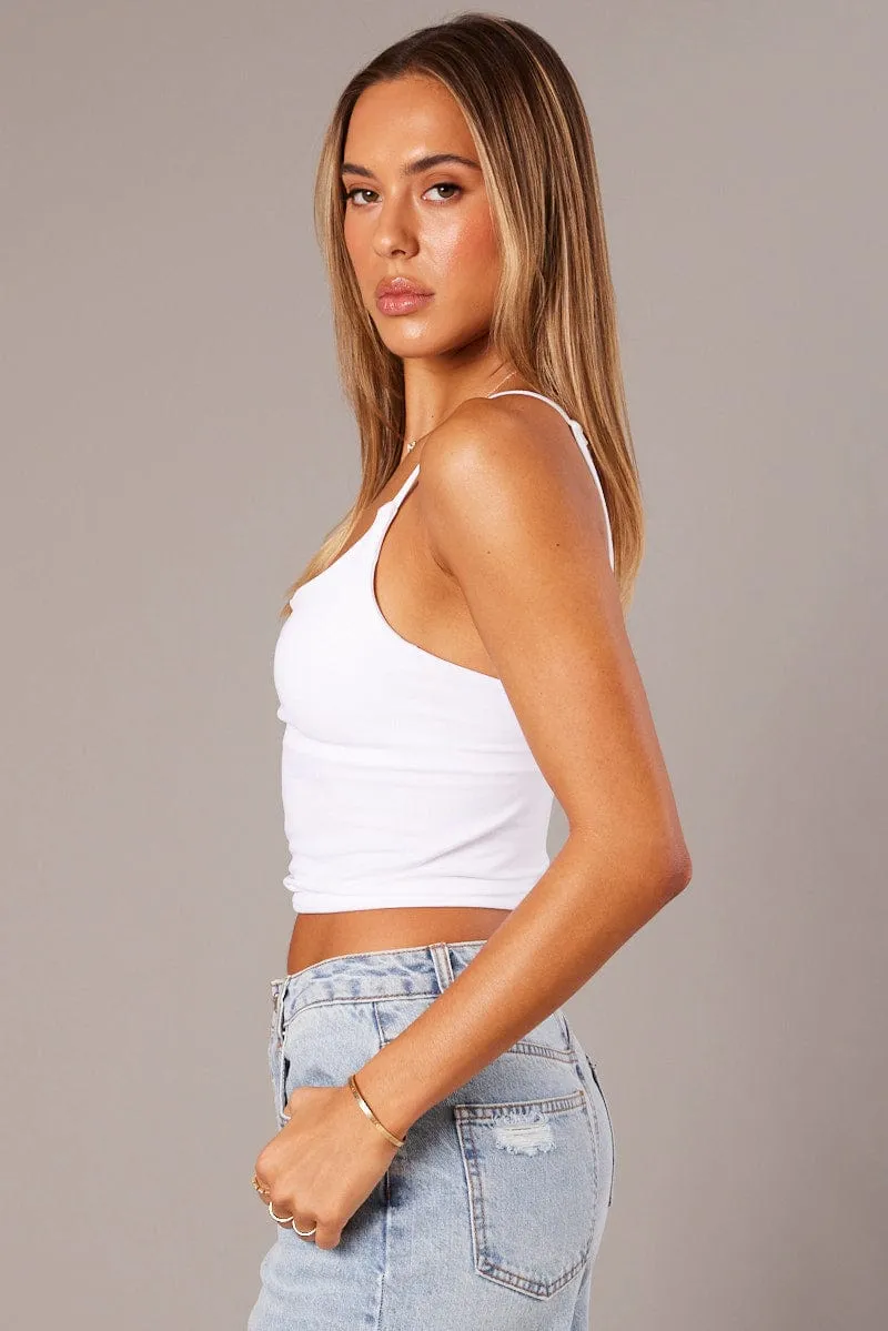 White Singlet Top Scoop Neck Seamless sold by Ally Fashion product image thumbnail 4