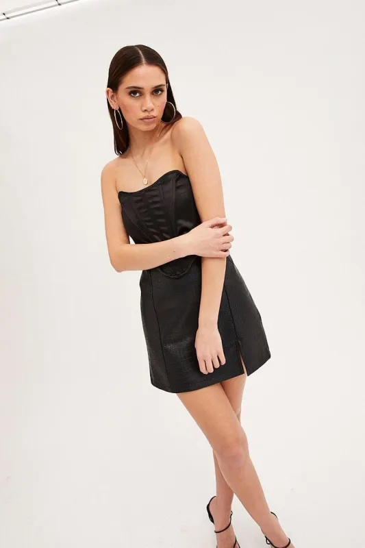 Black Bandeau Sleeveless Strapless Stretch Satin sold by Ally Fashion