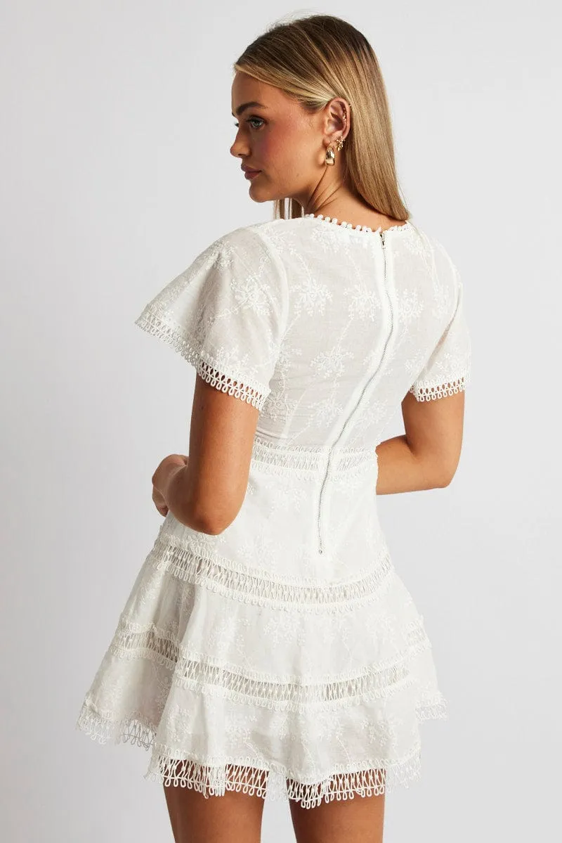 White Fit And Flare Dress Short Sleeve Mini sold by Ally Fashion product image thumbnail 5