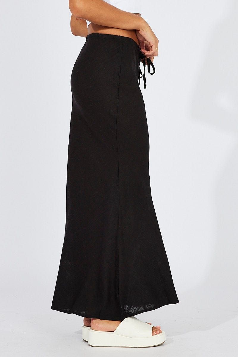 Black Slip Skirt Maxi Linen Blend sold by Ally Fashion product image thumbnail 4