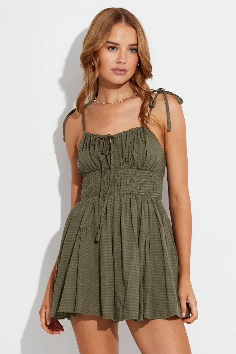 Green Playsuit Sleeveless Gathered Bust sold by Ally Fashion product image thumbnail 3