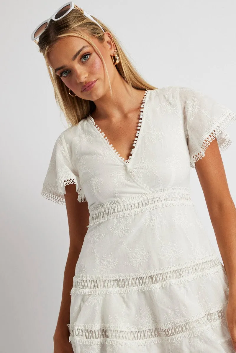White Fit And Flare Dress Short Sleeve Mini sold by Ally Fashion product image thumbnail 3