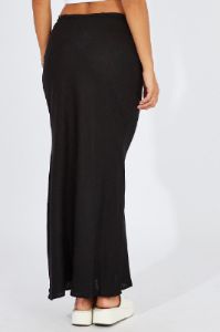 Black Slip Skirt Maxi Linen Blend sold by Ally Fashion