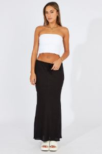 Black Slip Skirt Maxi Linen Blend sold by Ally Fashion