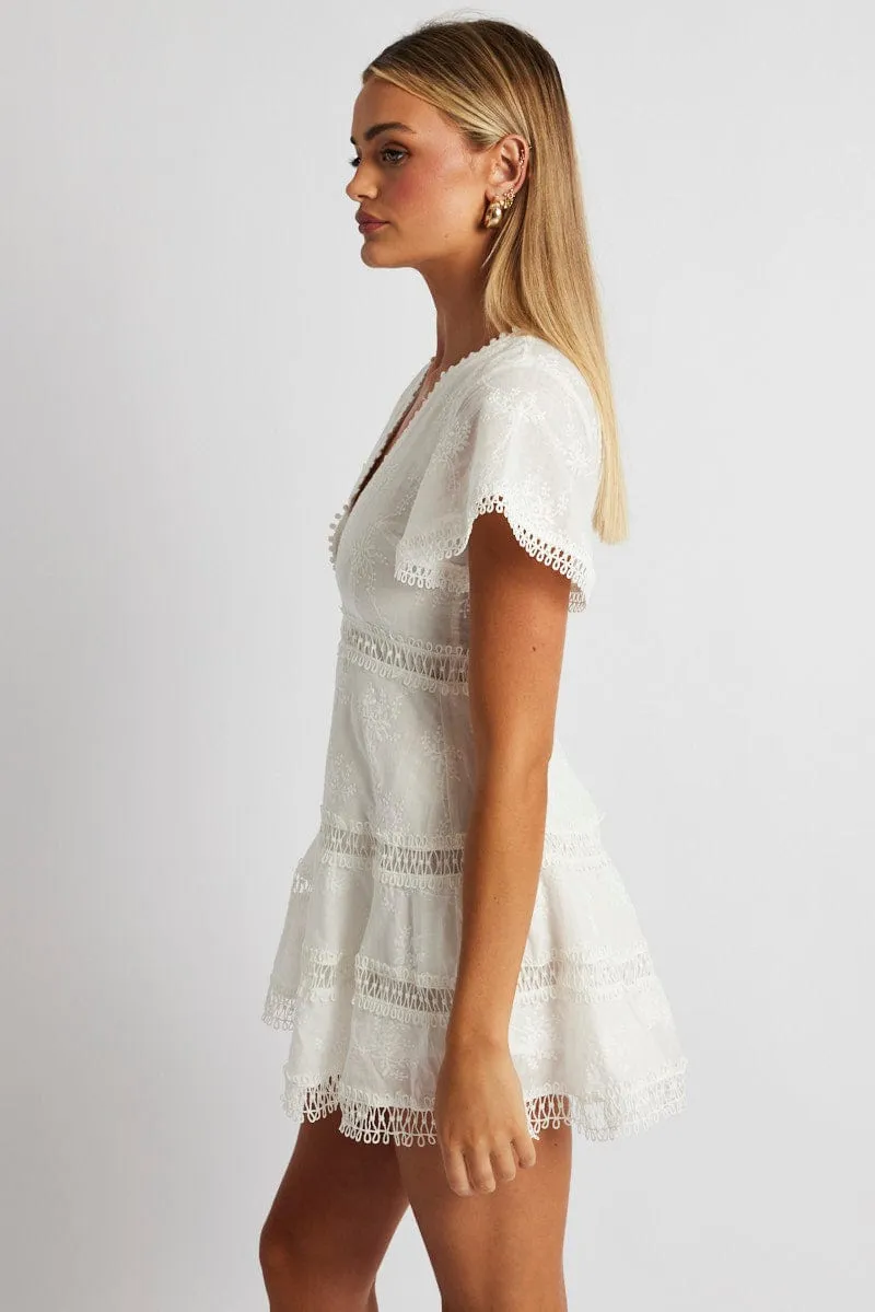 White Fit And Flare Dress Short Sleeve Mini sold by Ally Fashion product image thumbnail 4