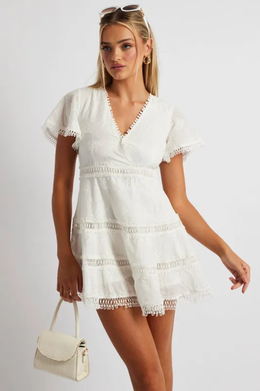 White Fit And Flare Dress Short Sleeve Mini sold by Ally Fashion