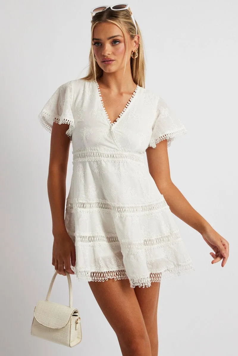 White Fit And Flare Dress Short Sleeve Mini sold by Ally Fashion