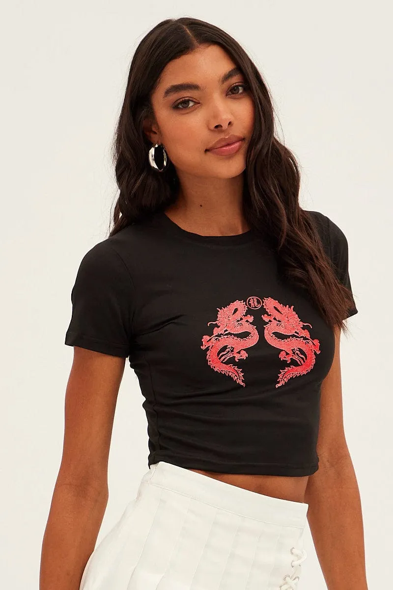 Black Dragon Graphic Crop Top sold by Ally Fashion product image thumbnail 3