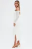 White Maxi Dress Long Sleeve Cold Shoulder Mesh Textured sold by Ally Fashion