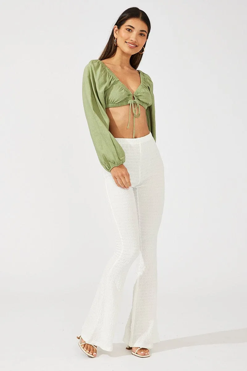 Green Tie Crop Top Long Sleeve sold by Ally Fashion product image thumbnail 2