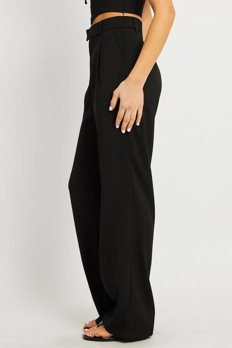 Black Wide Leg Pants Mid Rise sold by Ally Fashion product image thumbnail 4
