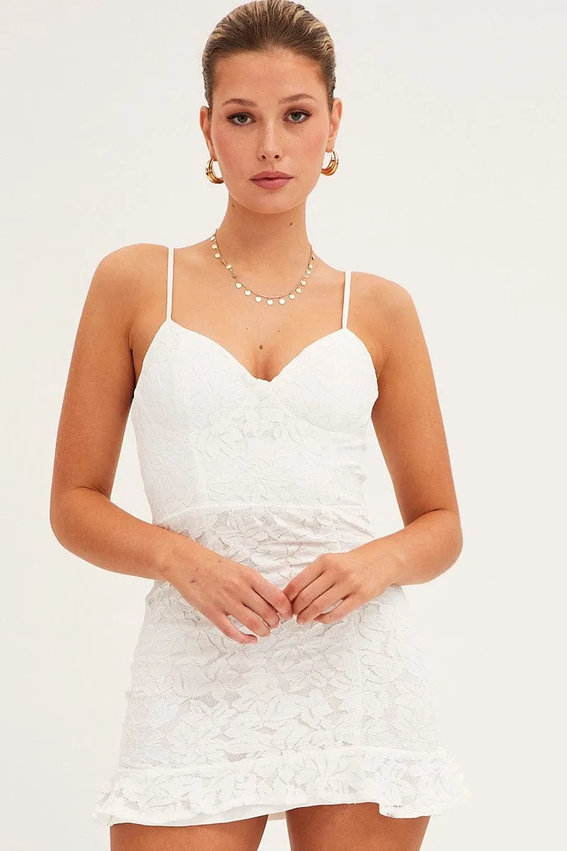 White Bodycon Dress Sleeveless Mini V-Neck Lace sold by Ally Fashion product image thumbnail 3