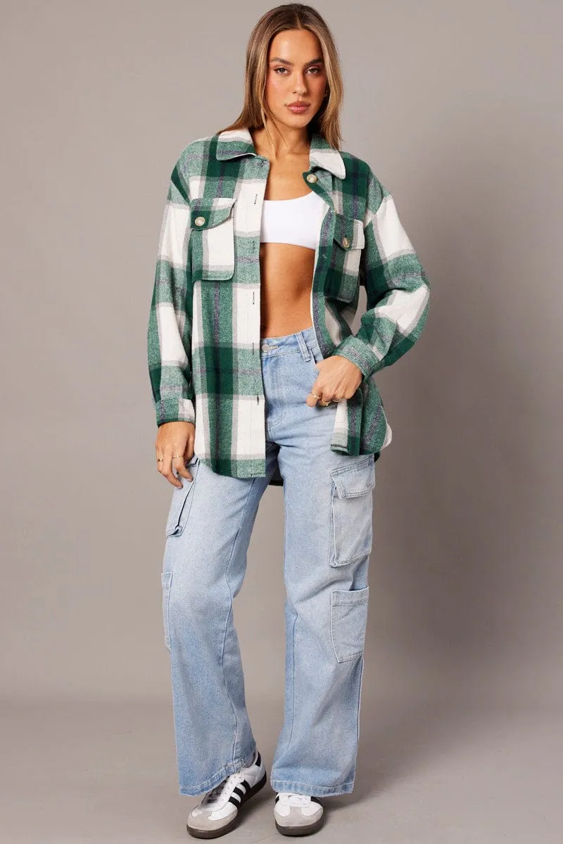 Green Check Relaxed Shirt Long Sleeve sold by Ally Fashion product image thumbnail 2