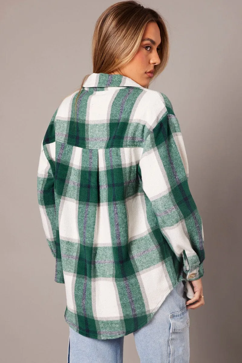 Green Check Relaxed Shirt Long Sleeve sold by Ally Fashion product image thumbnail 5