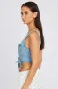 Denim Corset Sleeveless Scoop Neck Lace Up Stretch sold by Ally Fashion