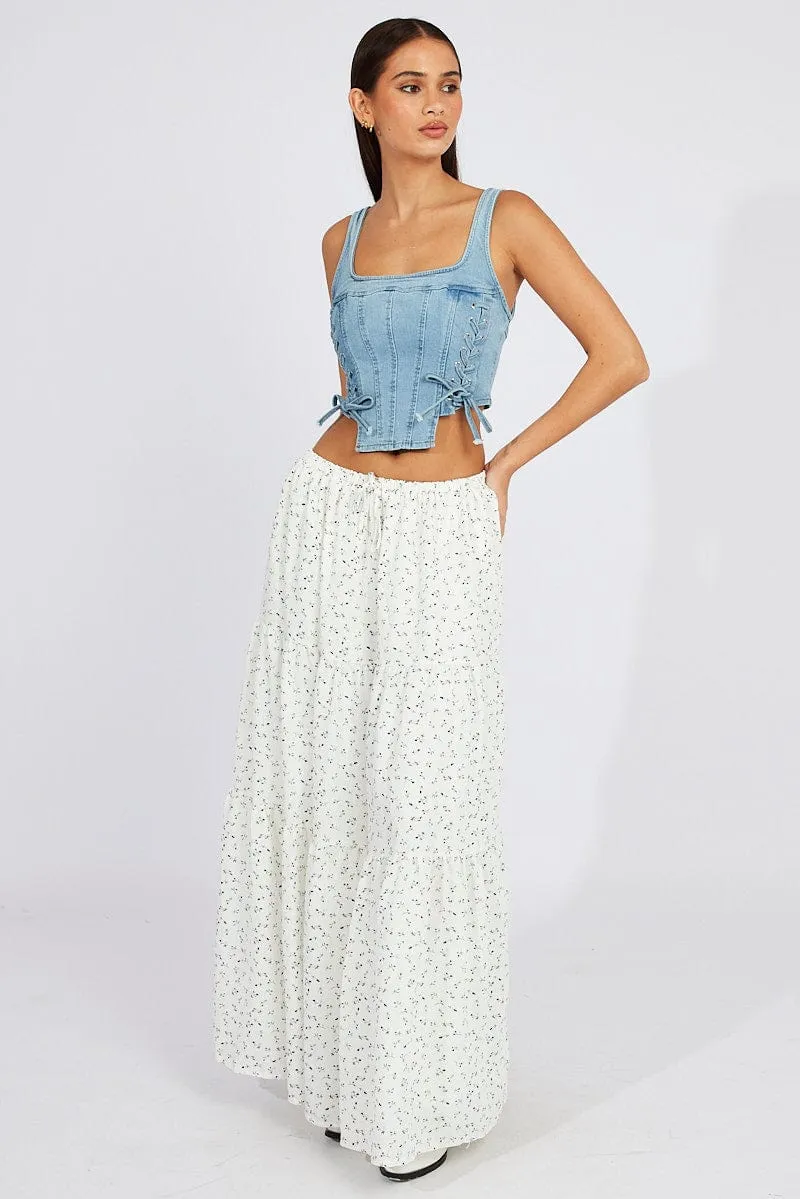 Denim Corset Sleeveless Scoop Neck Lace Up Stretch sold by Ally Fashion product image thumbnail 2